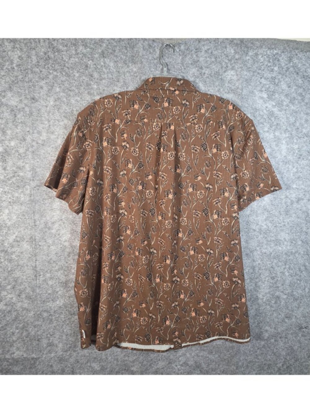 Rowm NWT Men's Brown Floral Cotton Short Button Up Shirt Men’s 2X - Picture 6 of 10